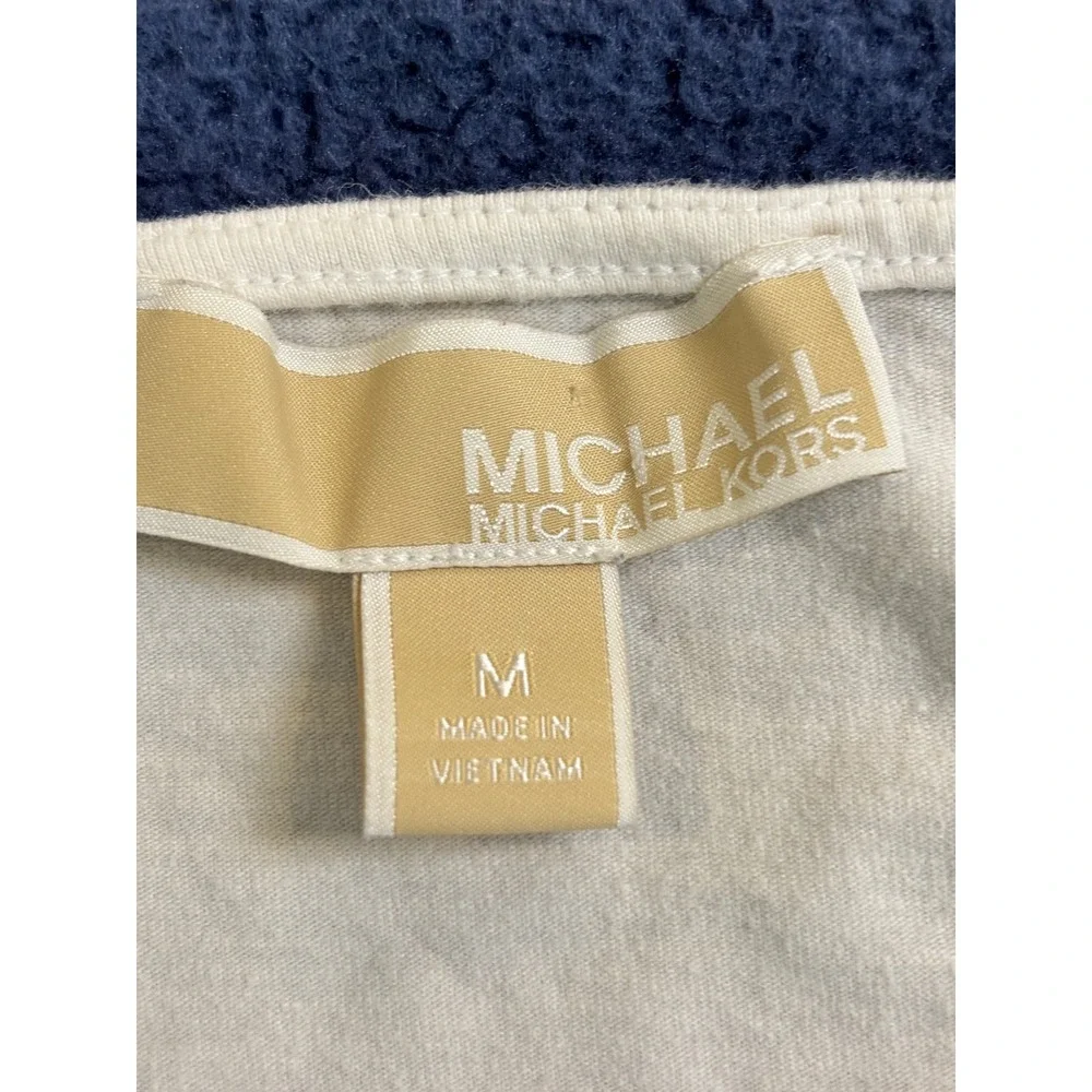 Michael Michael Kors Cream Ruched Sleeveless Top‎ Gold Shoulder Zippers Medium